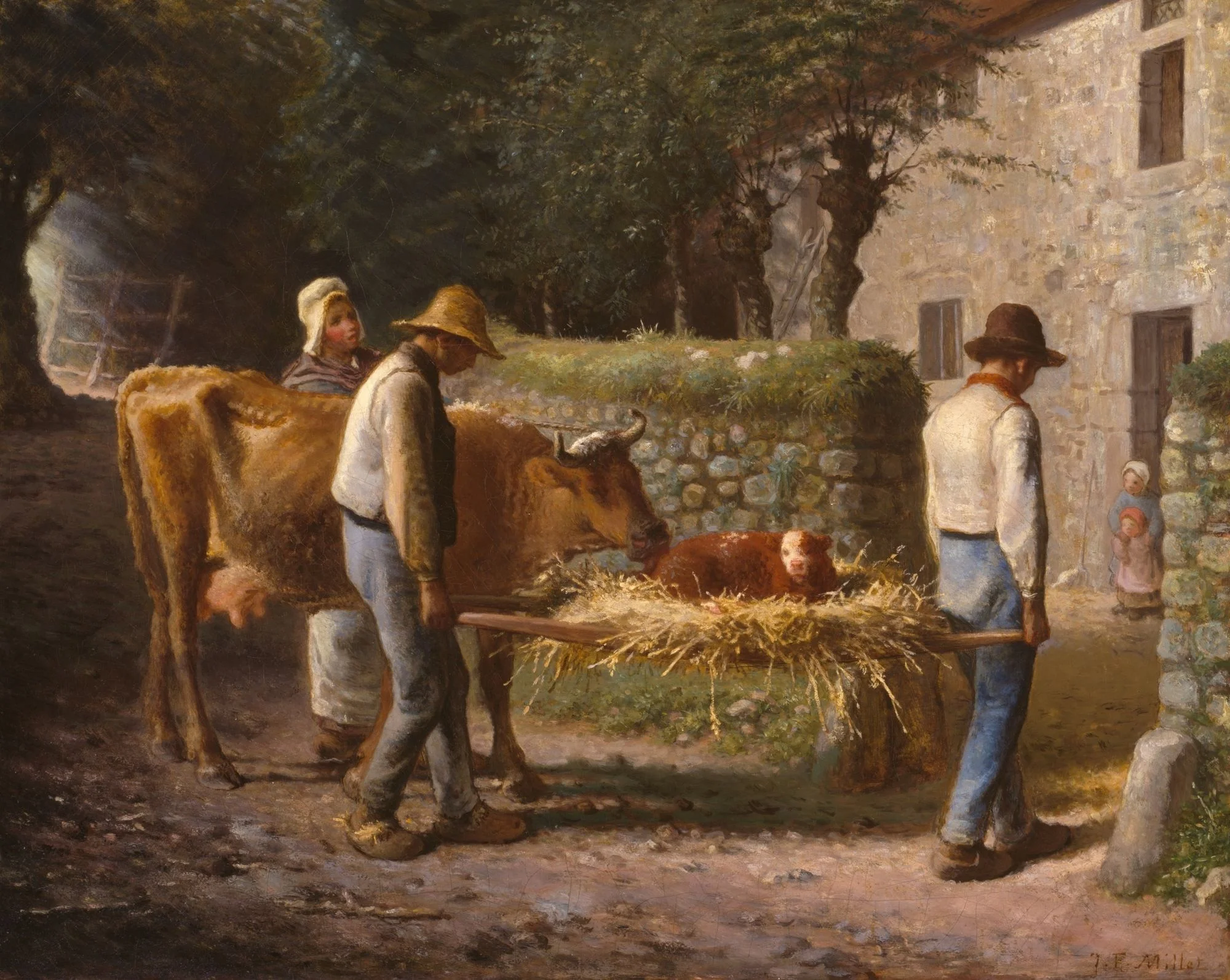 "Peasants Bringing Home a Calf Born in the Fields" by Jean-François Millet (1864)