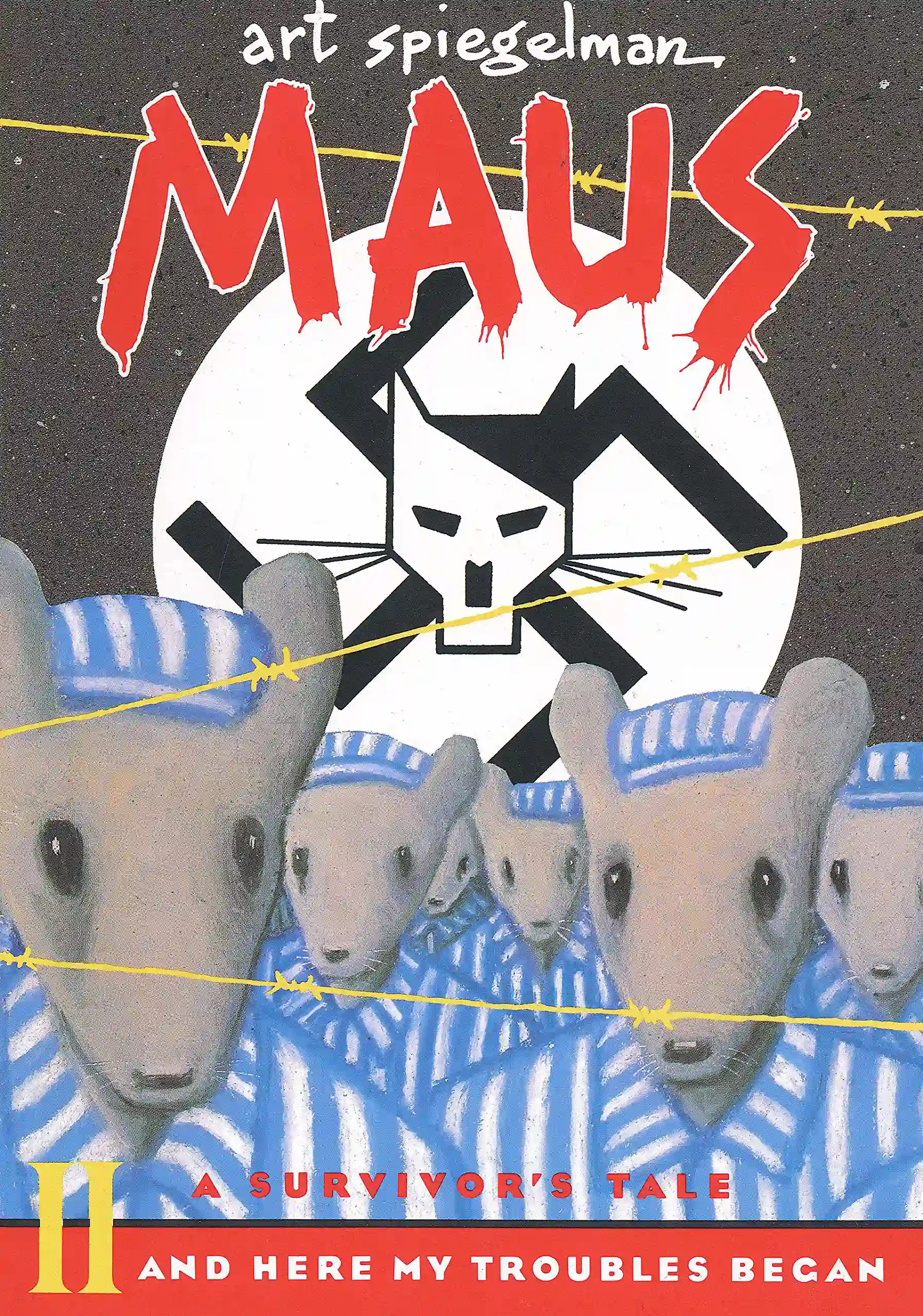 Maus II: A Survivor's Tale by Art Spiegelman, painted, somber, Holocaust mice.